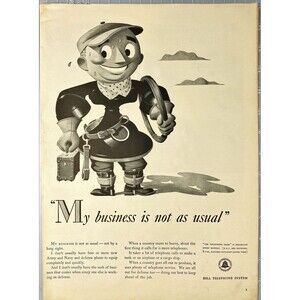 Bell Telephone System "My Business is needed during time of War"Print Ad 1940-41